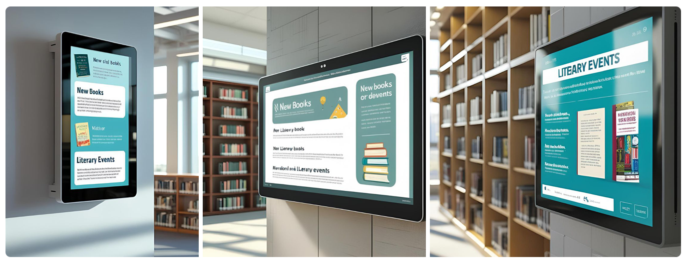 ekrany informacyjne do biblioteki 