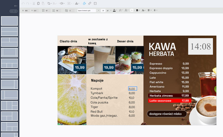 menu board harmonogram